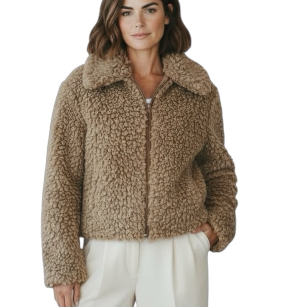 NWT Goen. J Wool Blend Faux Shearling Bomber Jacket - Picture 1 of 10